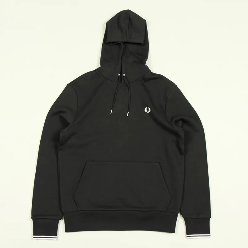 Fred Perry Tipped Hooded Sweatshirt - Black Fred Perry Tipped Hooded Sweatshirt - Black